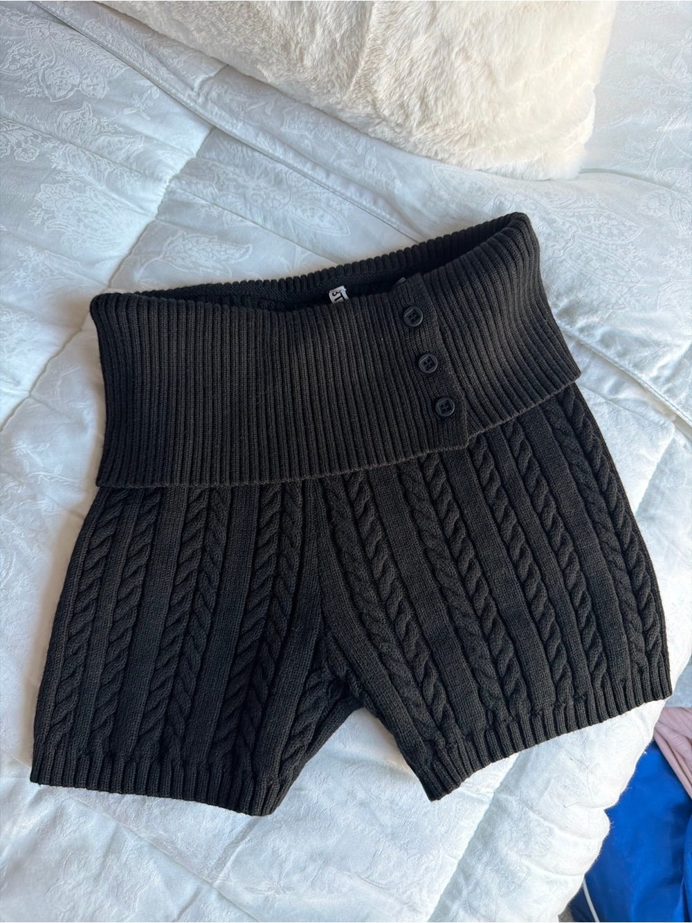 BTTRM (Better Me) Black Cable-Knit Foldover Waist Shorts